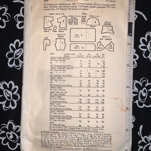 Vintage 1960s doll clothing sewing pattern - Picture 2 of 2